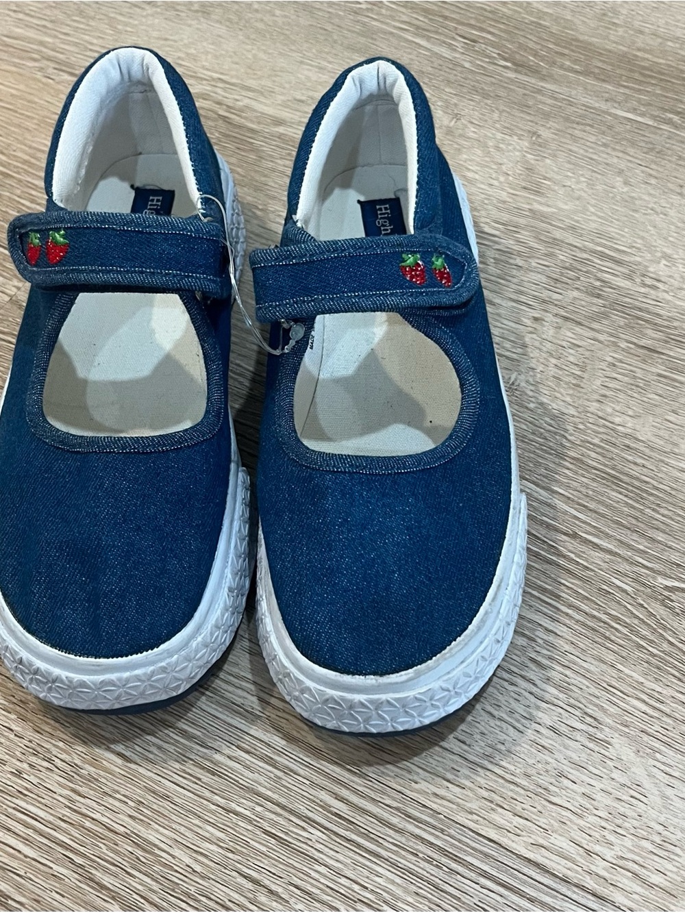 Denim Strawberry y2k Mary Jane shoes
